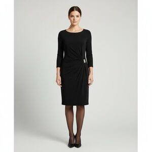 Donna Ricco black long sleeve dress with buckle size 14 NWT normcore